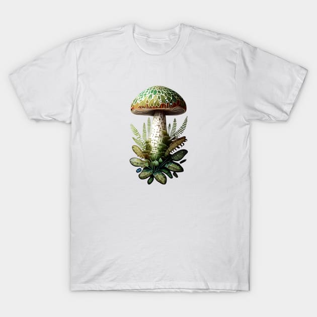 Mushroom in Greens T-Shirt by Xie